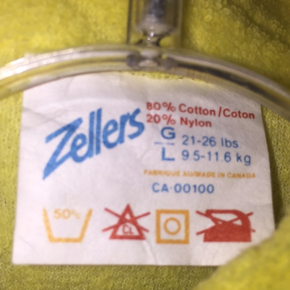 Vintage Zellers Sleeper Terry Cloth Yellow Lion Motif Size Large 21-26 lbs 1980s - Picture 6 of 7